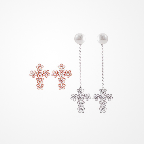 [실버] 퓨어 크로스 귀걸이